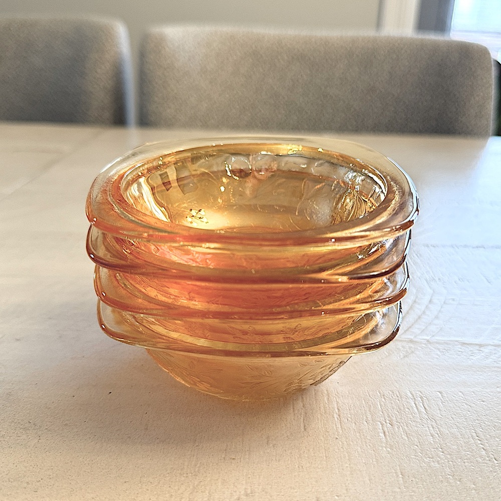 Vintage Floragold Louisa Square Bowls - Jeannette Glass